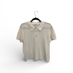 J. Crew Factory Textured Knit Polo Top - Cream